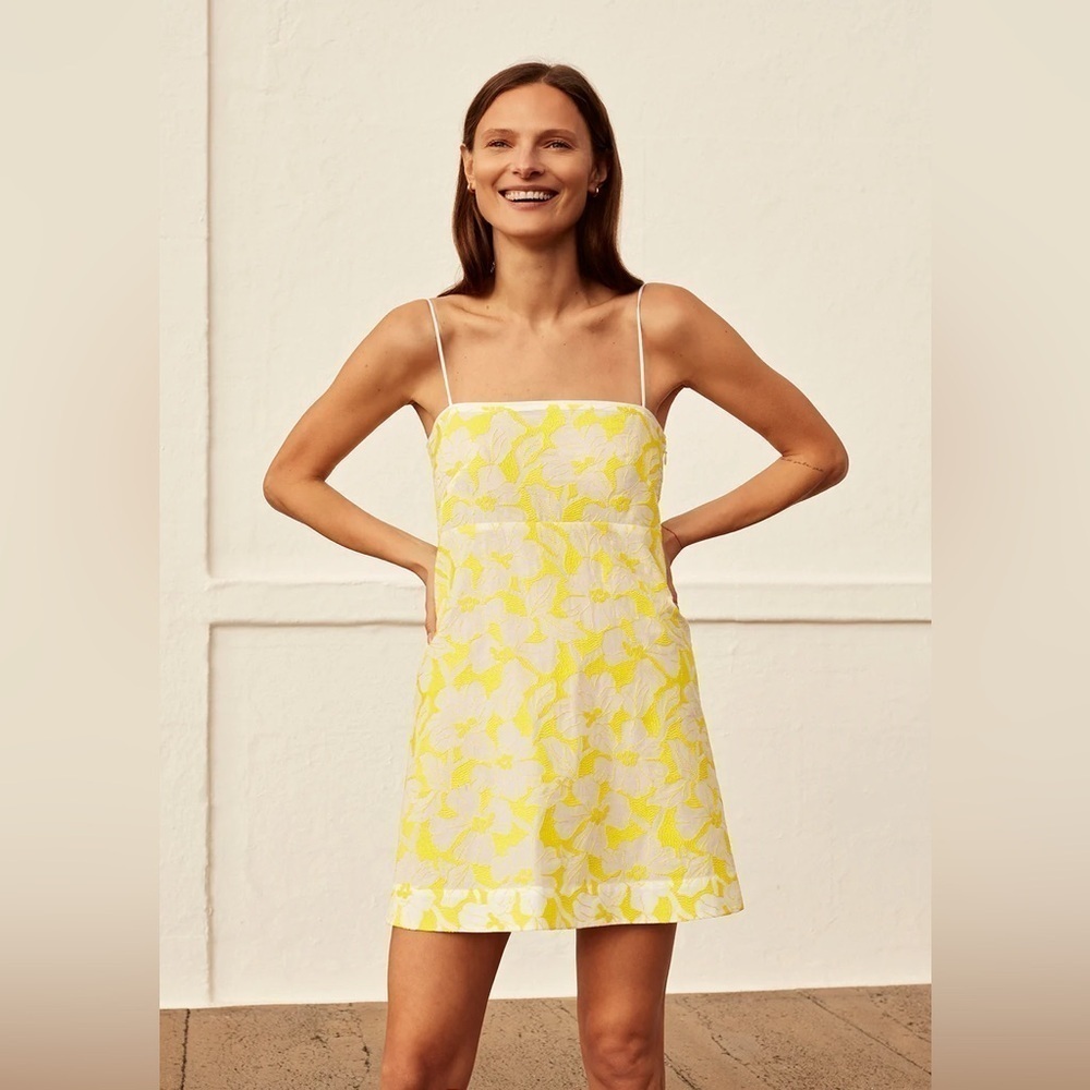 Three Graces London Clementine Dress in Daffodil UK6/XS